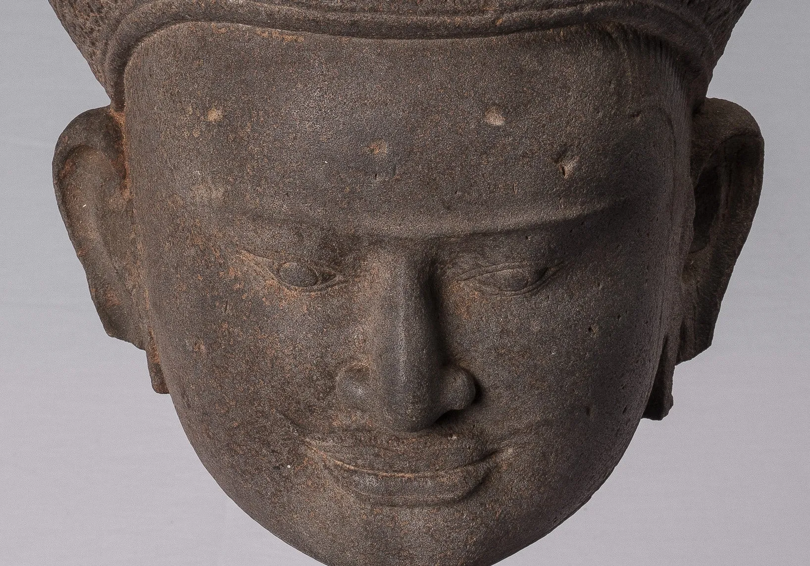 Vishnu Statue - Antique Preah-Ko Style Sandstone Vishnu Head - Protector & Preserver - 52cm/21"
