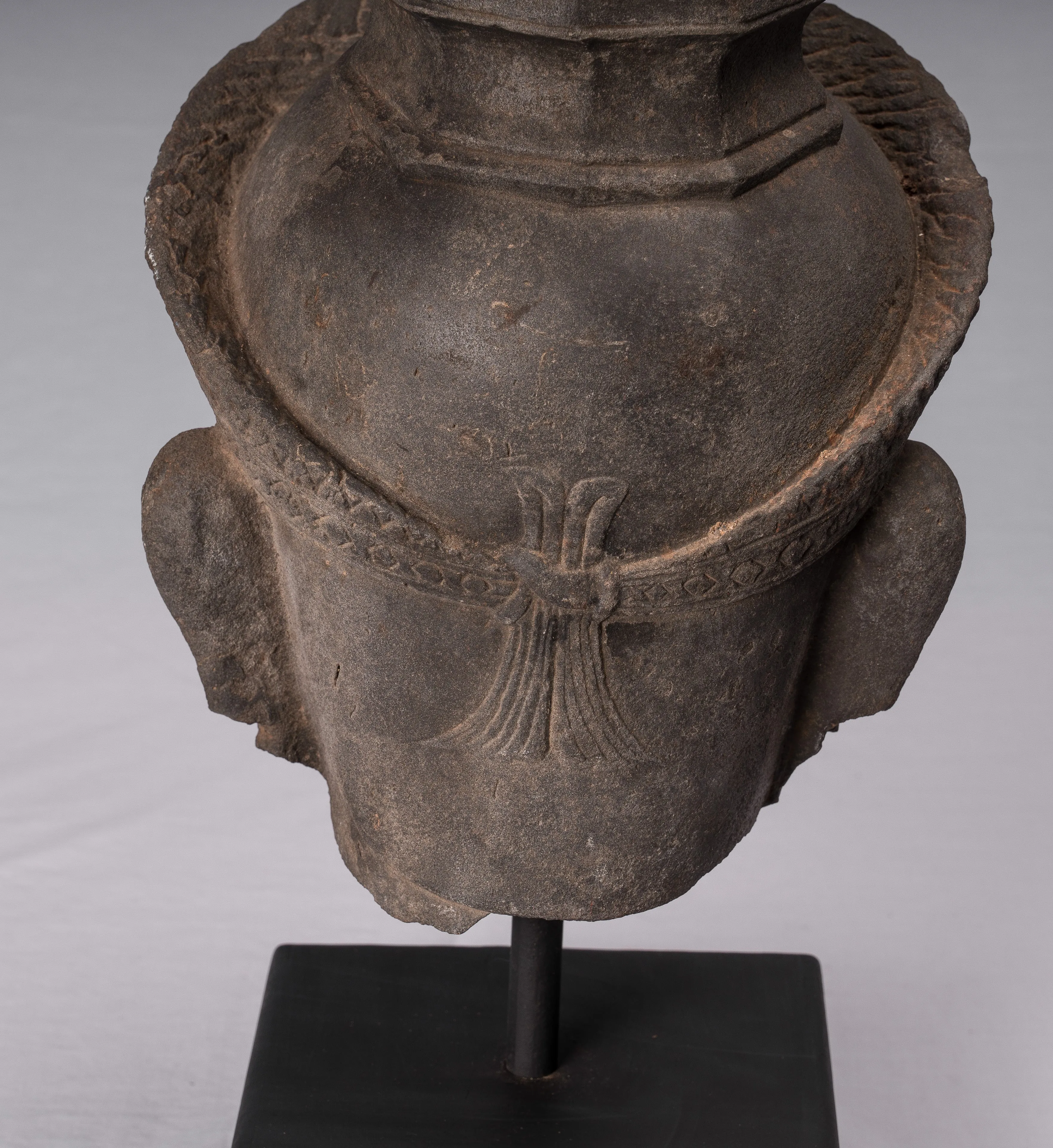 Vishnu Statue - Antique Preah-Ko Style Sandstone Vishnu Head - Protector & Preserver - 52cm/21"