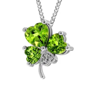 White Gold Diamond and Peridot Shamrock Pendant