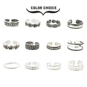 XIUFEN 2018 New Ring Sets Fashion Simple Retro Carved Flower Toe/Foot Finger Ring Women Jewelry
