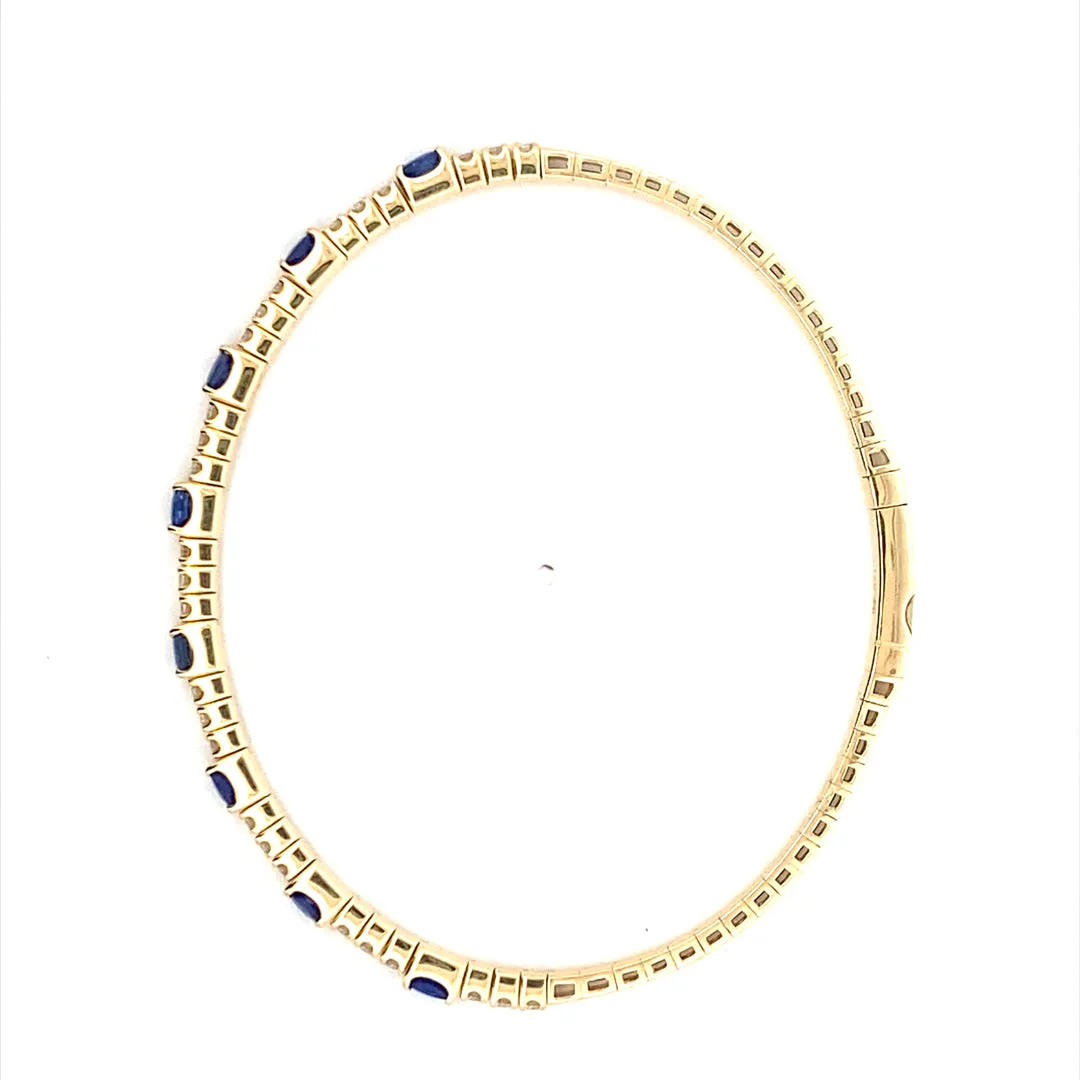 Yellow Gold Sapphire and Diamond Flex Bangle