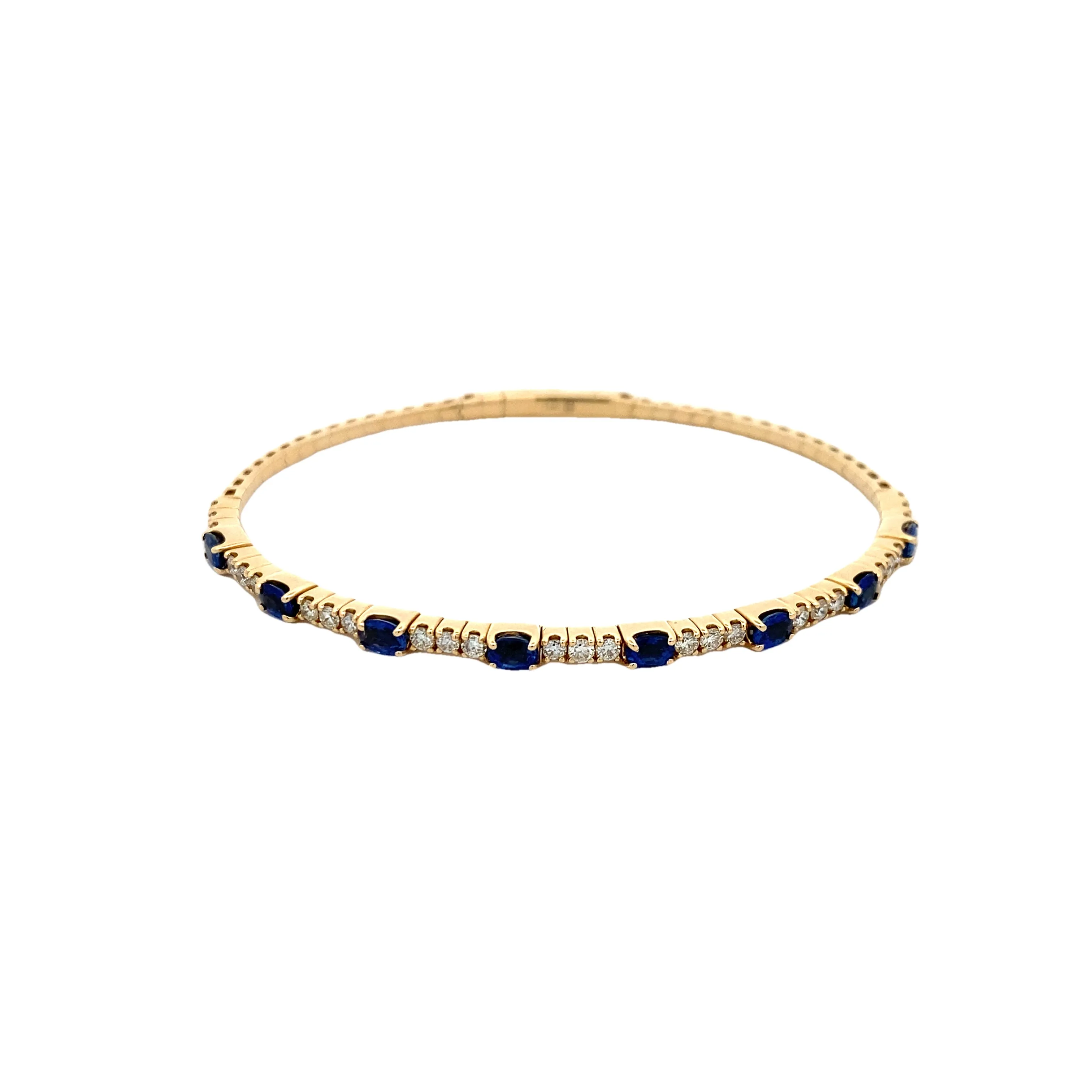 Yellow Gold Sapphire and Diamond Flex Bangle